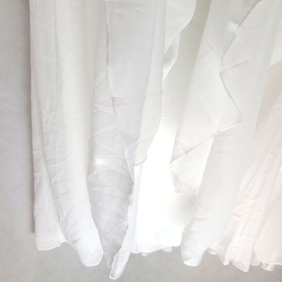 New MAC DUGGAL 2650 (XL) White Chiffon Spaghetti Strap Pleated Bodice Midi Dress - Picture 5 of 16